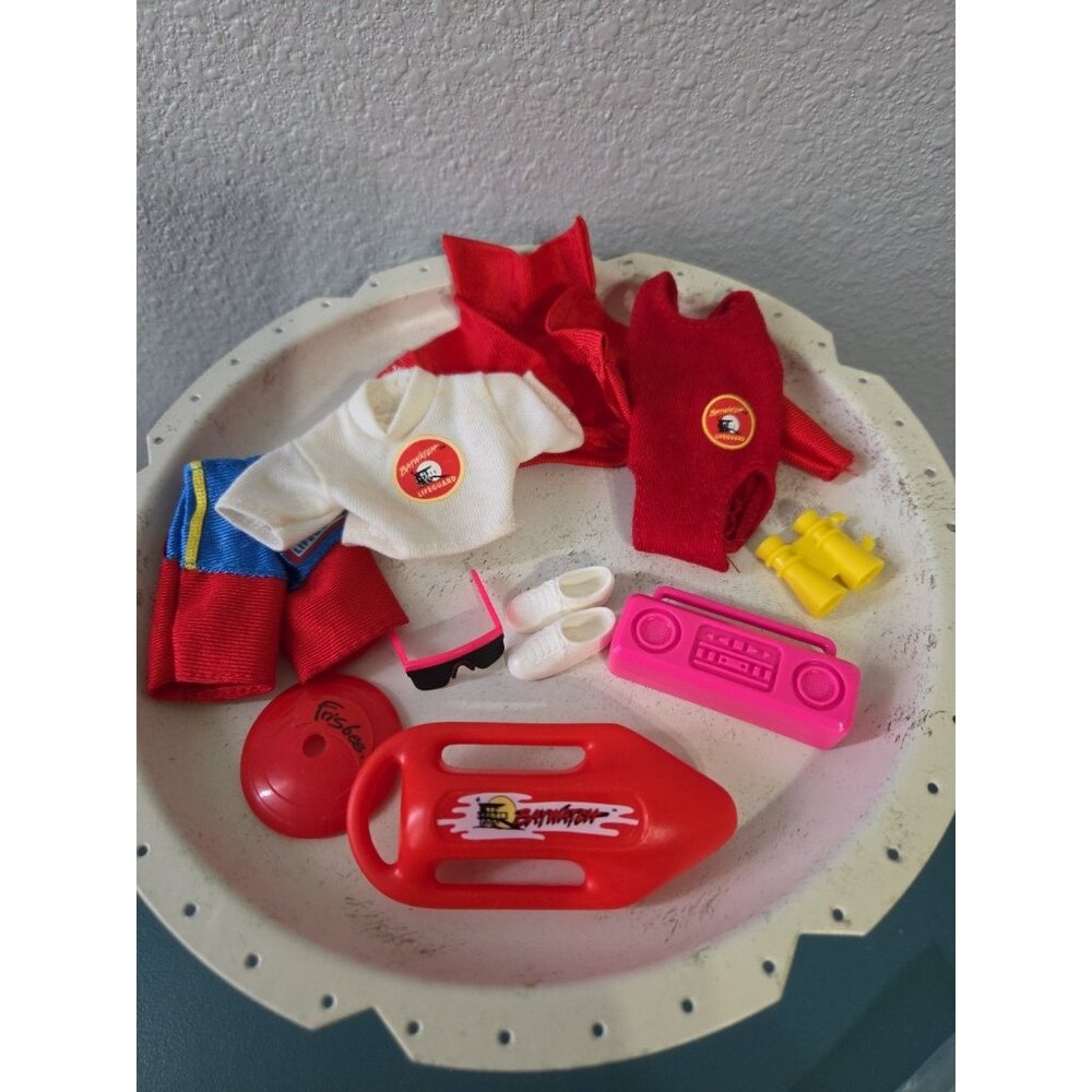 Vintage Barbie Baywatch Lifeguard Clothes & Accessories Lot